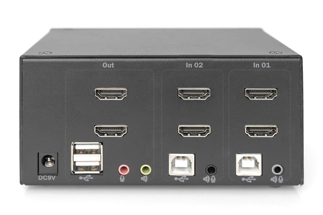 DIGITUS KVM-Switch HDMI – 2-Port Dual-Display – 2 PC 2 Monitore – 1x Maus, Tastatur &amp; Audio für 2 Co
