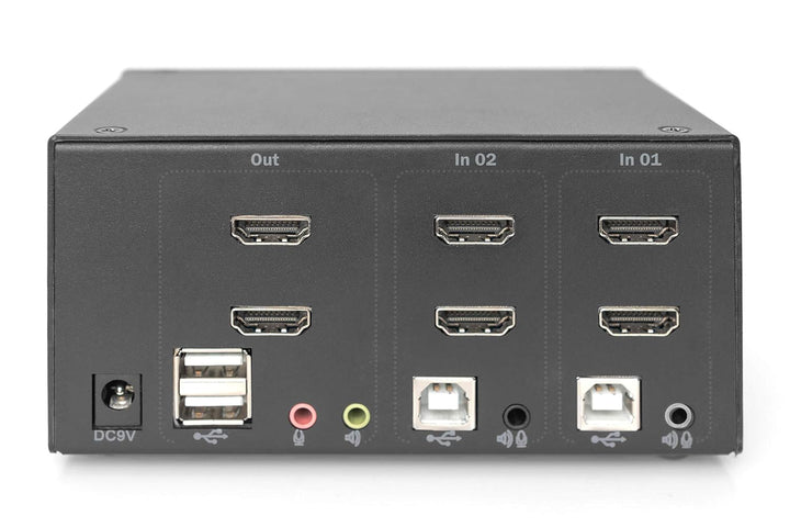 DIGITUS KVM-Switch HDMI – 2-Port Dual-Display – 2 PC 2 Monitore – 1x Maus, Tastatur &amp; Audio für 2 Co