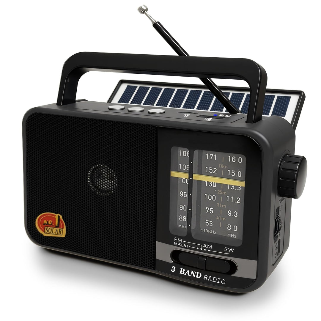 Bluetooth Radio Klein mit Solarzelle und 1200mAh-Batterie, AM/FM/SW Empfänger mit 8W Lautsprecher/TW