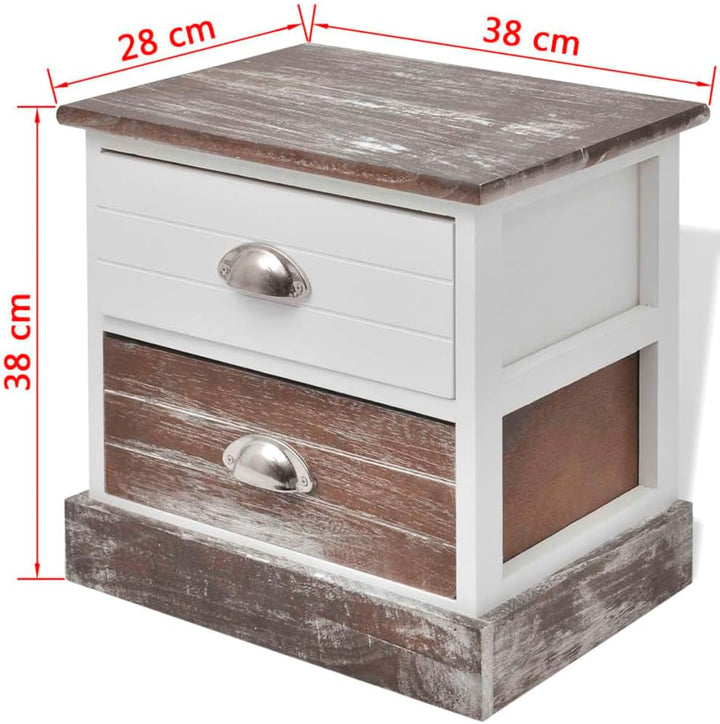 vidaXL 2X Nachttisch Holz Landhaus Schrank Nachtkonsole Telefontisch Kommode, 2