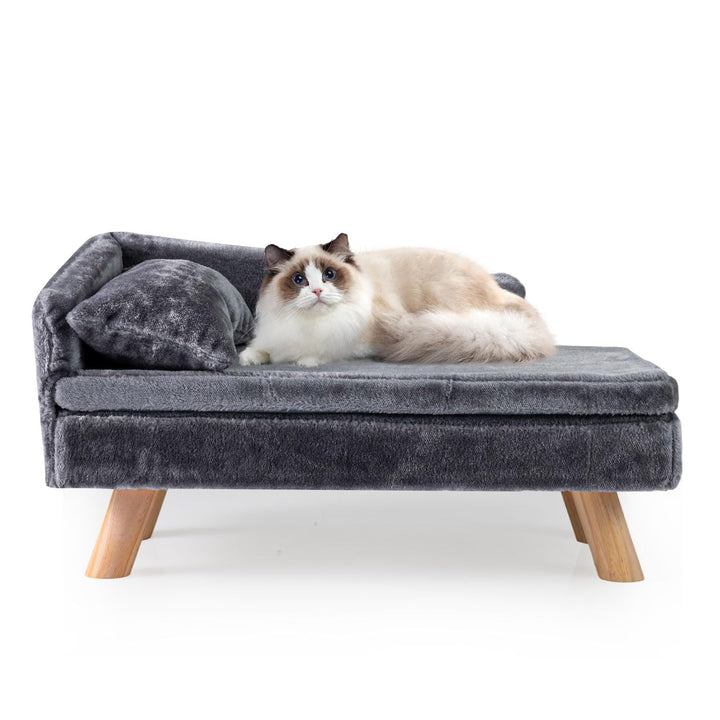 COSTWAY Katzensofa Luxus, Katzenbett erhöht, Katzencouch mit 2 abnehmbaren Kissens, Rückenlehne &amp; Ho