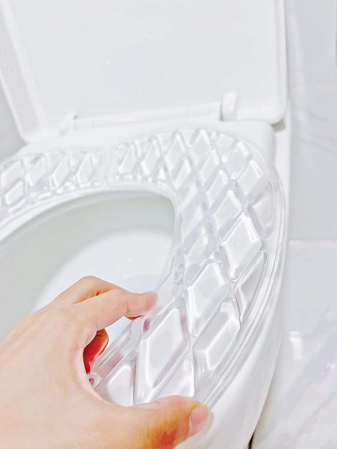 WC Sitzbezug Gel, Silikon Toilettensitz Auflage Waschbar, Selbstklebendes U-Form Toilettensitzkissen