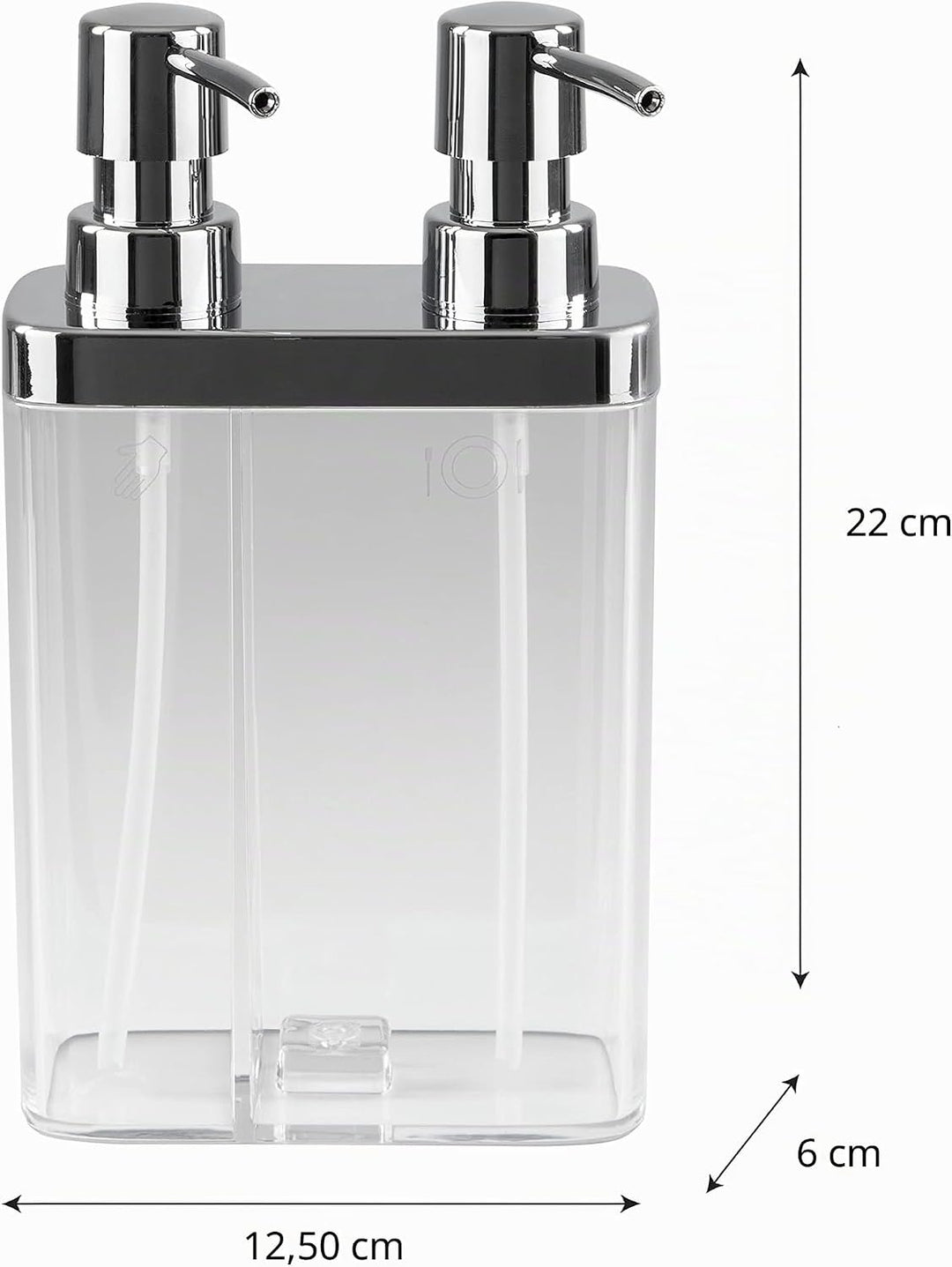 Kitchen Details Seifen- und Lotionspender für Bad und Küche, mit 2 Pumpen, transparent, Transparent