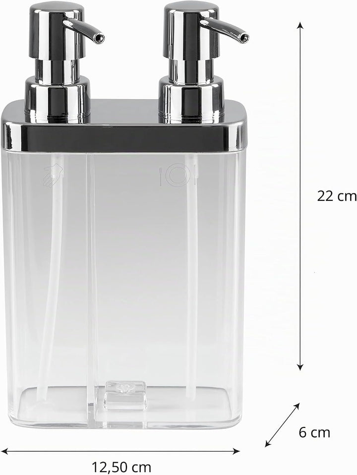 Kitchen Details Seifen- und Lotionspender für Bad und Küche, mit 2 Pumpen, transparent, Transparent