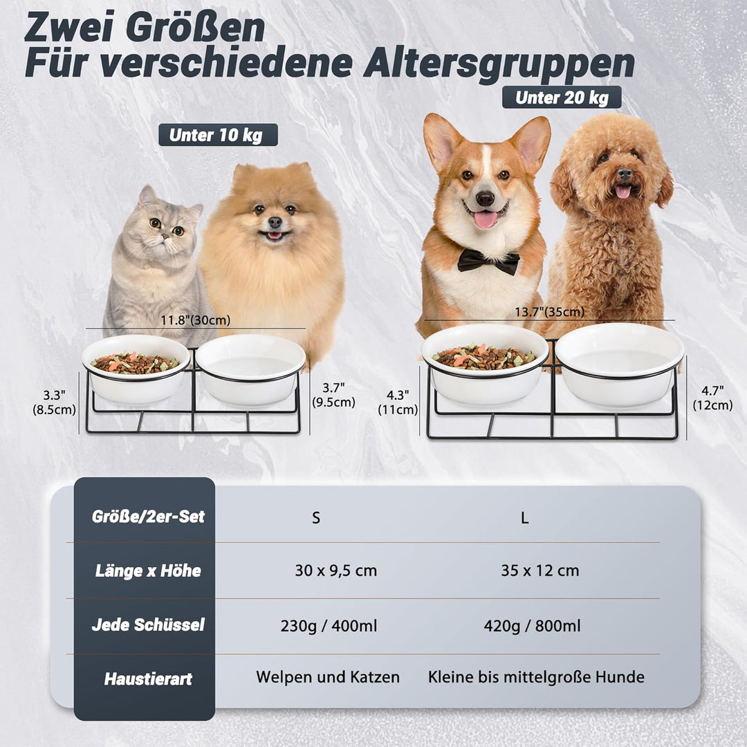 Hundenapf Keramik - Futternapf Hund Katzennapf - Futterstation Hund Katzen Erhöht mit Ständer - Dopp