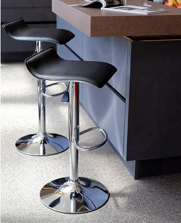 dibea Barhocker 2er-Set Kunstleder Barstuhl 360° drehbar höhenverstellbar Schwarz, Modell 4 Modell 4
