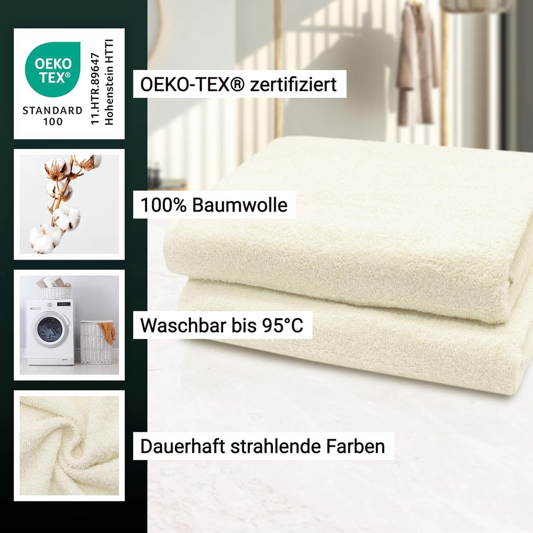 ZOLLNER 2er Set Badetücher - weiche und saugstarke Duschtücher - waschbar bis 95°C - Baumwolle - 100