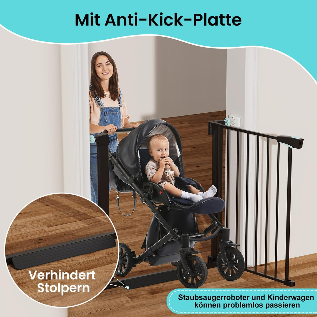 YEAUPE PRO Kindergitter Ohne Bohren, für Breiten 74-78 cm | Türschutzgitter mit Wandschutz Pads | Tr