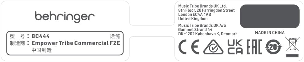 Behringer BC444 Premium-Nackenbügelmikrofon mit Nierencharakteristik