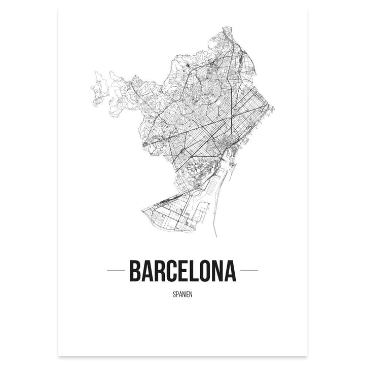 JUNIWORDS Stadtposter, Barcelona, Wähle eine Grösse, 40 x 60 cm, Poster, Schrift B, Weiss 40 x 60 cm