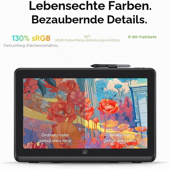 XPPEN Artist 22 Plus Grafiktablett mit Display 16K Druckstufen, Grafiktablett Digital Zeichnung FHD
