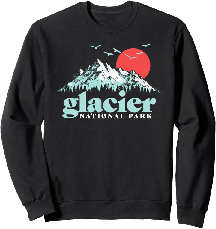 Glacier National Park Vintage 80s Mountains Retro Graphic Sweatshirt
