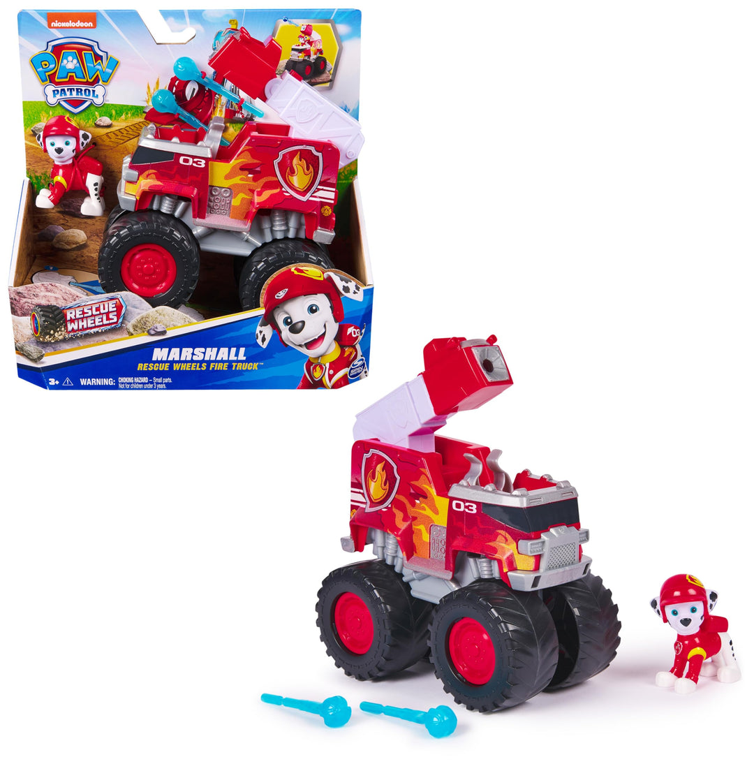 PAW PATROL Rescue Wheels - Marshalls Feuerwehr Monstertruck mit Geschoss-Abwurf und Marshall Hundefi