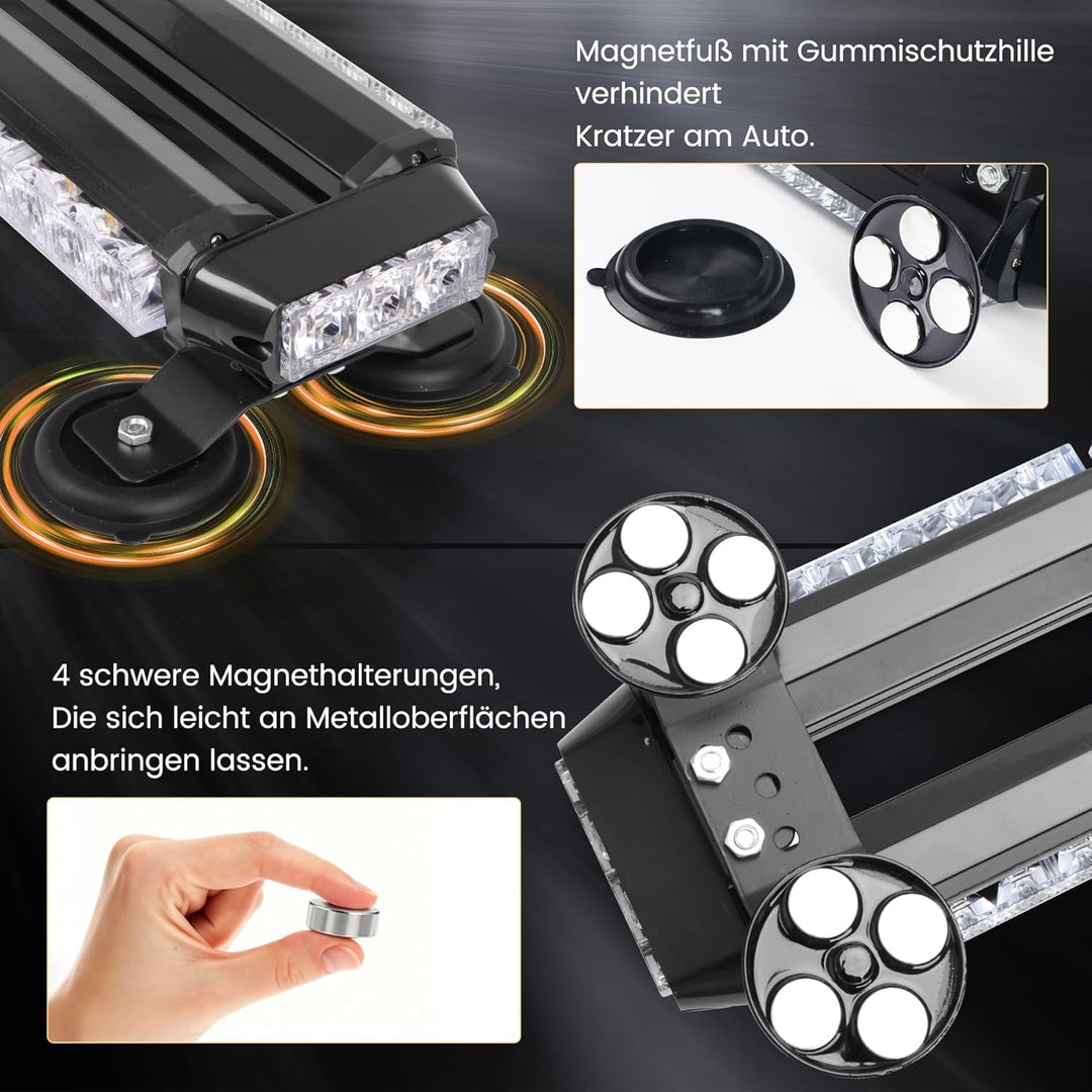 26,5" 54 LED Stroboskop-Lichtleiste, doppelseitig blinkend, hohe Intensität, Kfz-Warnung, Notfall, S