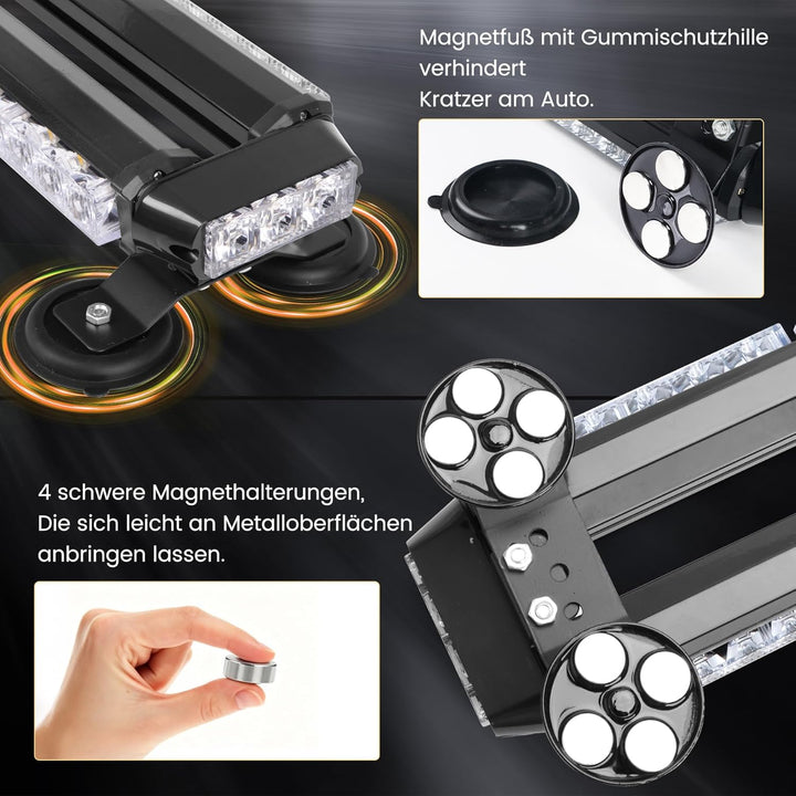 26,5" 54 LED Stroboskop-Lichtleiste, doppelseitig blinkend, hohe Intensität, Kfz-Warnung, Notfall, S