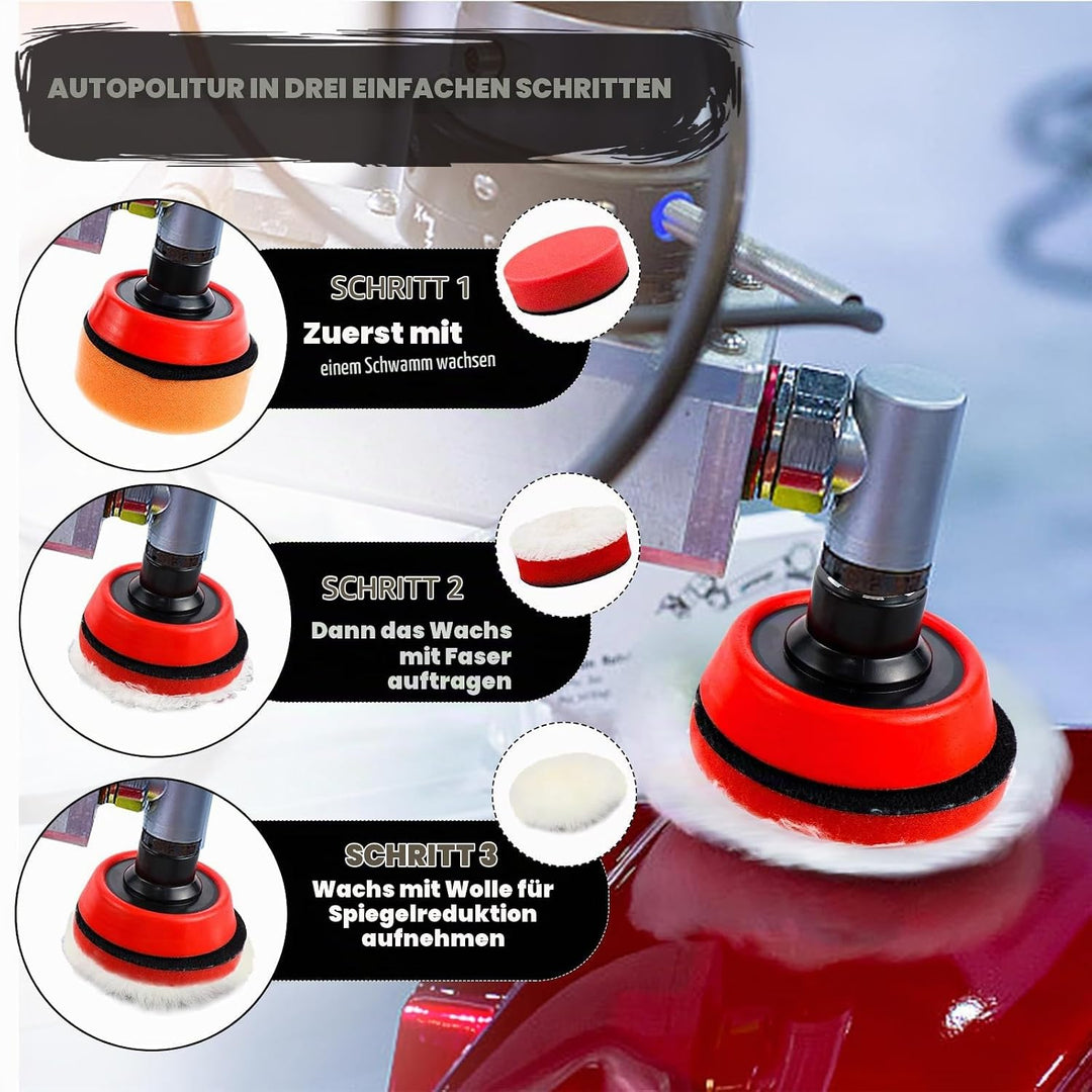 Polierschwämme Pads,Polierset Auto, Auto Polier Set 54 STK Polieraufsatz Akkuschrauber Set,für Polie