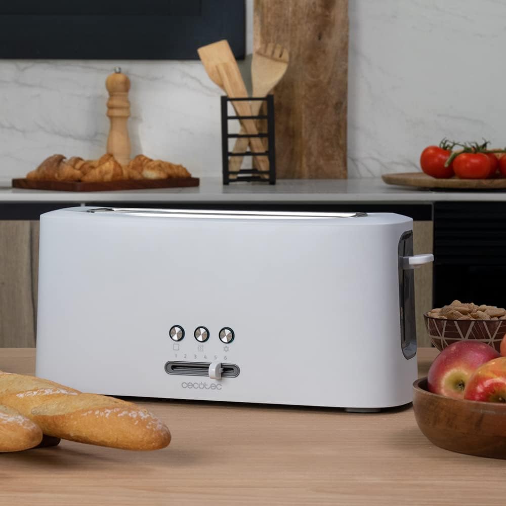 Cecotec Toaster Toast&Taste 9000 Doppel White aus Plastik mit 2 extra breiten kurzen Schlitzen Weiss