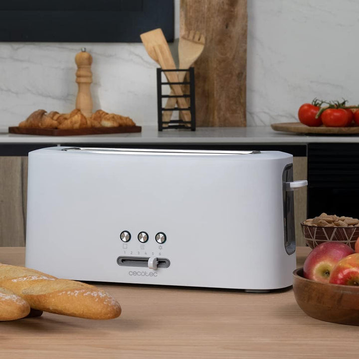 Cecotec Toaster Toast&Taste 9000 Doppel White aus Plastik mit 2 extra breiten kurzen Schlitzen Weiss