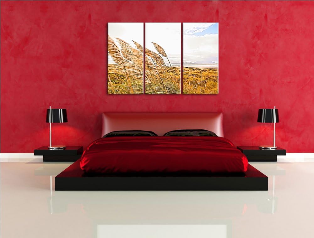 Schönes Schilf in den Dünen Spezial 3-Teiler Leinwandbild 120x80 Bild auf Leinwand, XXL riesige Bild