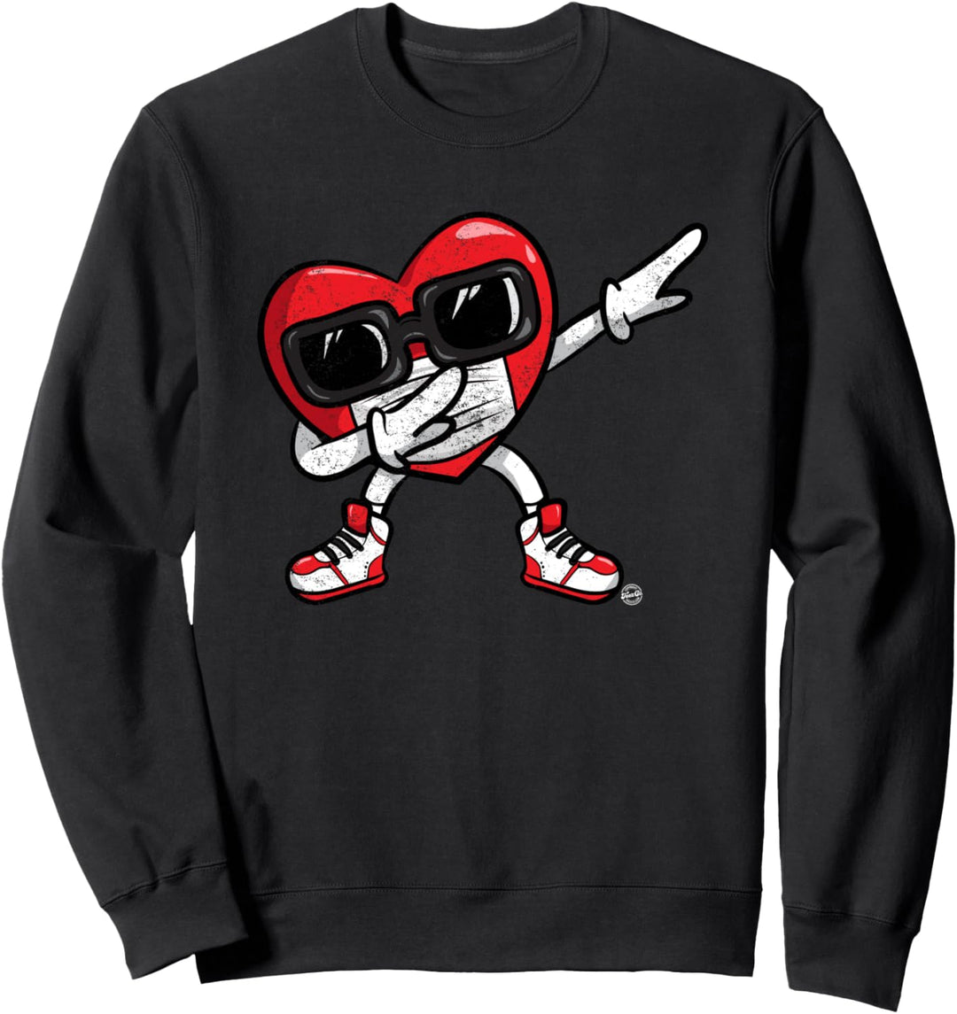 Heart Dabbing w/ Mask Funny Valentine's Day Gift Graphic Sweatshirt
