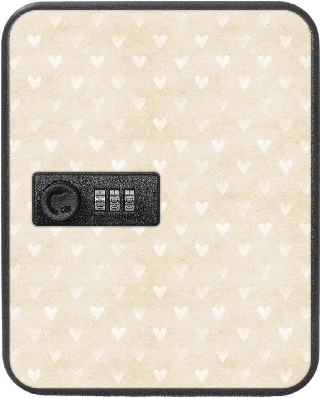 banjado® Burg-Wächter® abschliessbarer Schlüsselkasten mit Motiv Beige Herzen für 20 Schlüssel - Sch