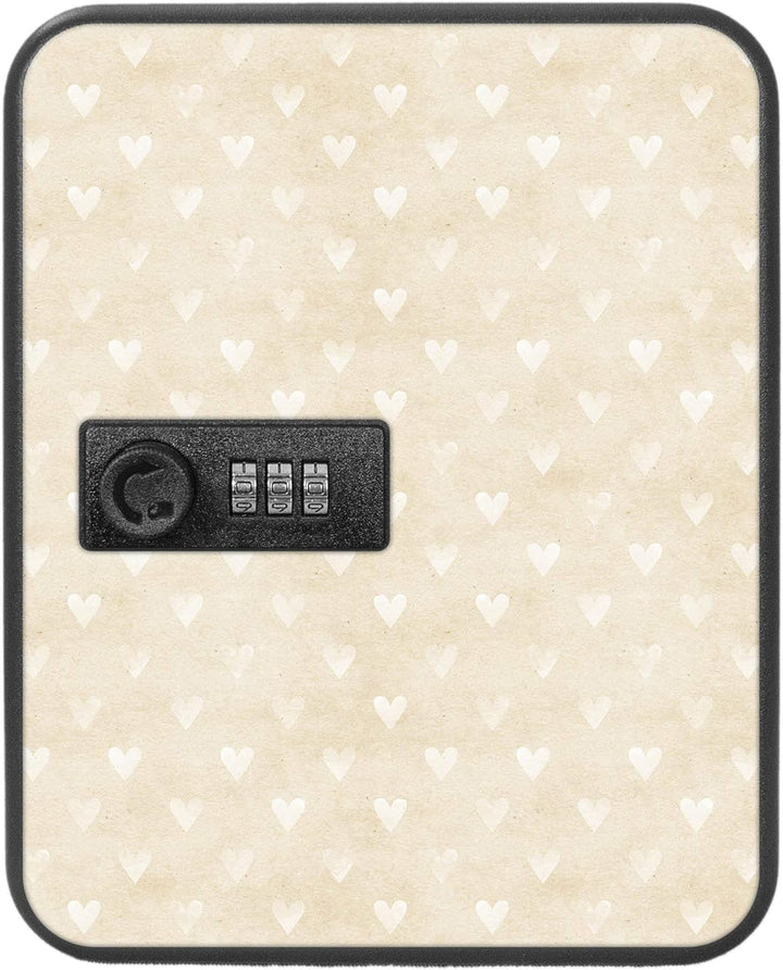 banjado® Burg-Wächter® abschliessbarer Schlüsselkasten mit Motiv Beige Herzen für 20 Schlüssel - Sch