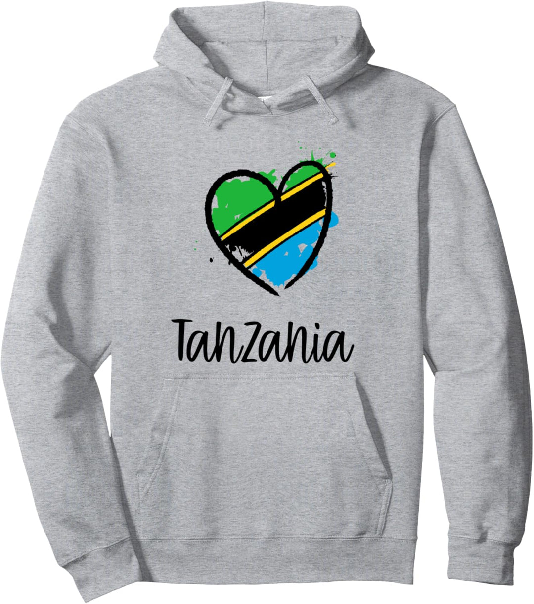 Tanzania Heart Art Flag Cute Africa Minimal Tanzanian Gift Pullover Hoodie