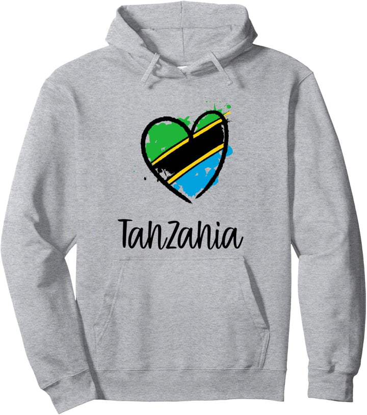 Tanzania Heart Art Flag Cute Africa Minimal Tanzanian Gift Pullover Hoodie