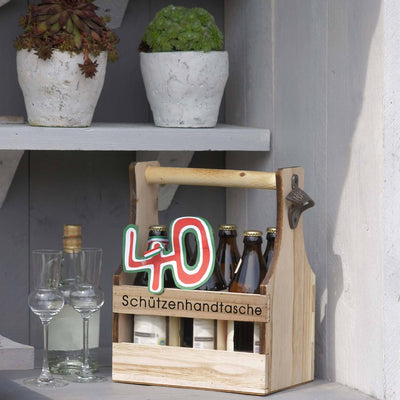 UNUS Home Schützenhandtasche Bier, Flaschenträger aus Holz für 6 Flaschen, Bierträger mit Flaschenöf