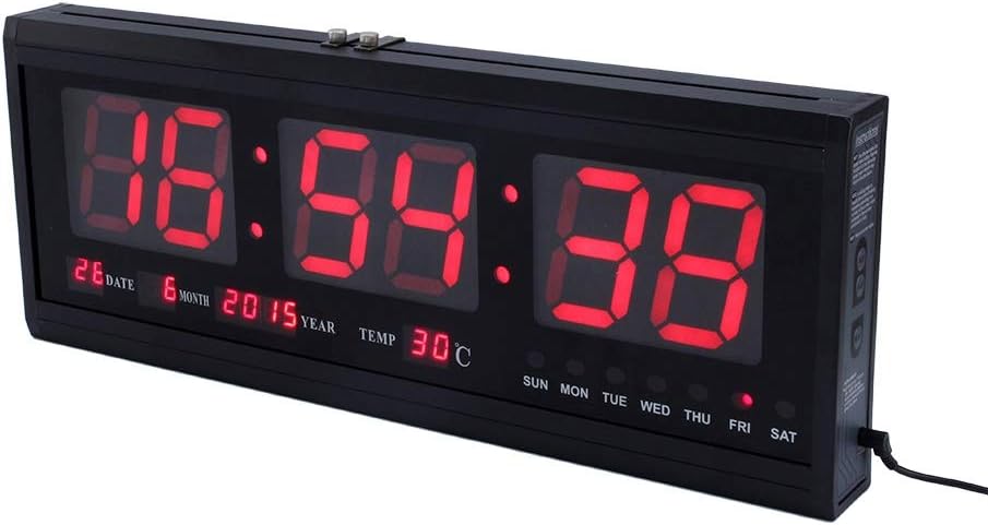 Cocoarm LED Uhr Digitale Uhr Grosse Wanduhr, 12/24-Stunden-Anzeige, Temperatur- und Kalenderanzeige,