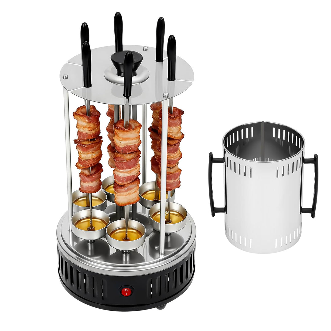 1000W Vertikaler Elektrogrill mit 6 Spiesse &amp; Fettauffangschalen | 240V/60Hz Elektrogrill Schaschlik