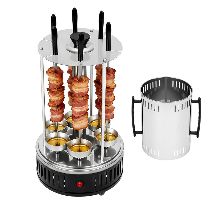 1000W Vertikaler Elektrogrill mit 6 Spiesse &amp; Fettauffangschalen | 240V/60Hz Elektrogrill Schaschlik