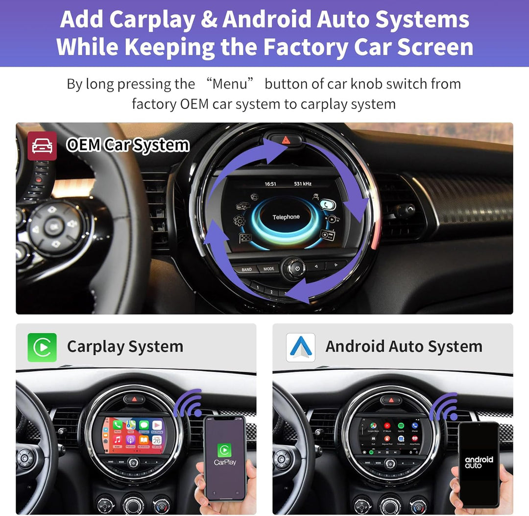 Road Top Wireless Carplay Android Auto für BMW Mini Cooper One Hatch Clubman F55 F56 F54 F57 NBT Sys