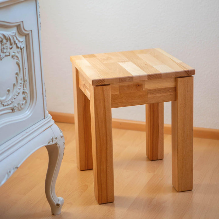 Staboos massiv Holzhocker Emma bis 200 kg - Buche Sitzhocker aus Holz - Kernbuche Natur - Hocker als