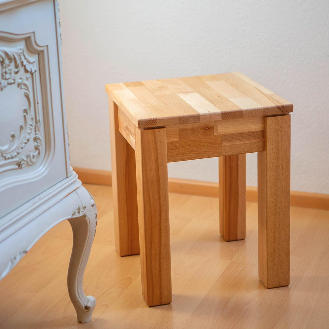 Staboos 2er Set Buche Sitzhocker Holz - Massiv Holzhocker bis 200 kg - Kernbuche Holz Hocker Emma oh