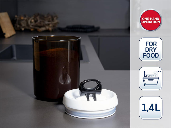 Leifheit Fresh and Easy Kaffee Vorratsbehälter, 1, 4 L, rund, luft- und wasserdichte Vorratsdose mit