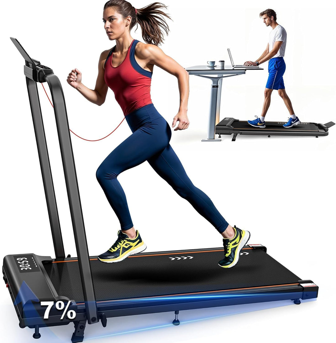 Laufband für Zuhause Klappbar Walking Pad: 7% Steigung Laufband mit 2,5 PS|2,25 PS Motor, Gehpolster