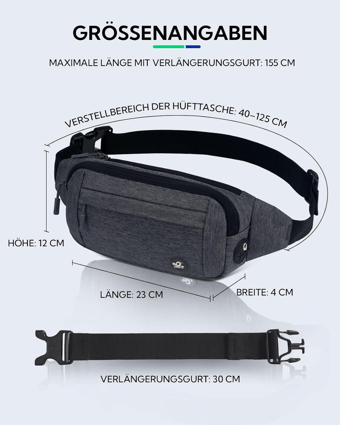 WATERFLY Bauchtasche Hüfttasche Herren Damen: Klein Gürteltasche Sport Bum Hip Bag Männer Frauen Wai