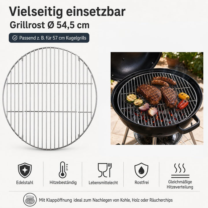 Edelstahl Grillrost - für Kugelgrill aller namhafter Marken Ø57 cm z.B. Weber - rostfrei von Brandss
