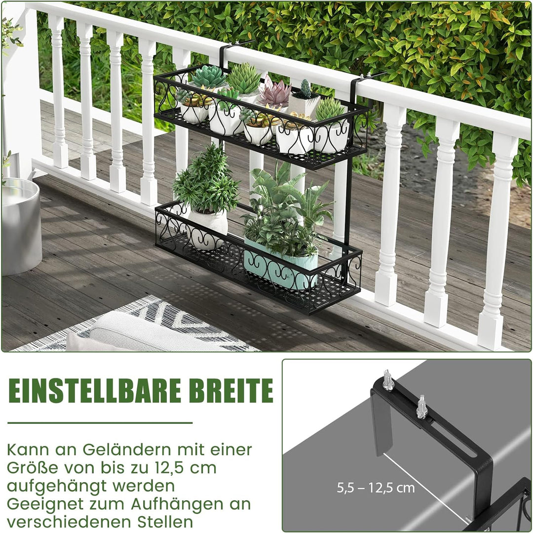 COSTWAY Blumenregal zum Aufhängen, Blumentopfhalter Metall, Hängeregal mit verstellbaren Haken, Topf