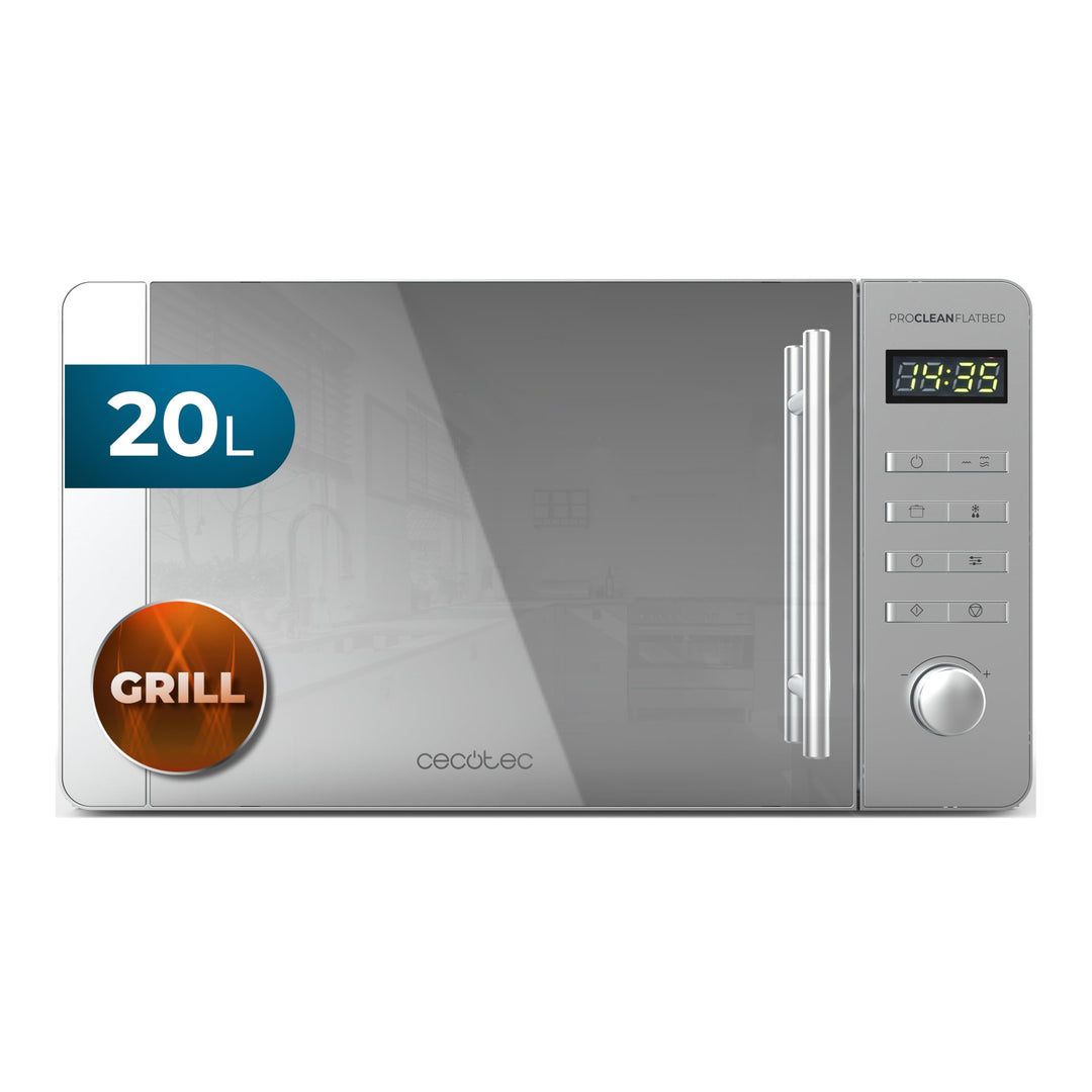 Cecotec Mikrowelle mit Grill Proclean 5120 Flatbed Mirror. Kapazität 20 l, 700 W, 5 Stufen, 800 W Gr