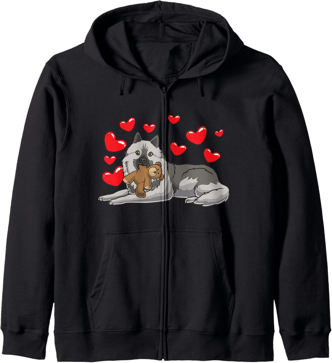 Wolfsspitz Hund Mit Plüschtier Und Vielen Herzen Keeshond Kapuzenjacke