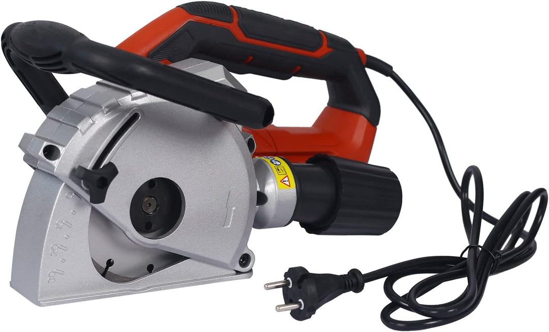 Wiltec Mauernutfräse 1350 W mit 2 Diamant-Trennscheiben Ø125mm, Schlitzfräse Mauerfräse mit Staubsau