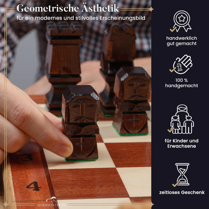 Schachspiel aus Echtholz, einzigartiges ORAVA Deluxe 50 cm, 100 % handgefertigt, Schachbrett Inlaid