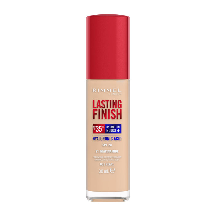 Rimmel London Lasting Finish 35 Hour 001 Pearl Foundation, langanhaltend, feuchtigkeitsspendend, veg