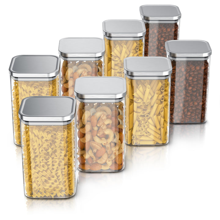 Arendo - Vorratsgläser 1650ml mit Deckel Edelstahl - 8er Set - Behälter aus Glas – hitzebeständig –