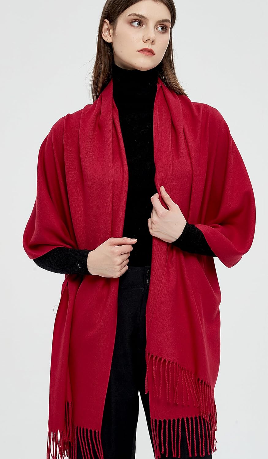 Pashmina Schals und Wraps Schals für Damen Hochzeit Party Winter Warme Lange Solid Color Maroon, Mar