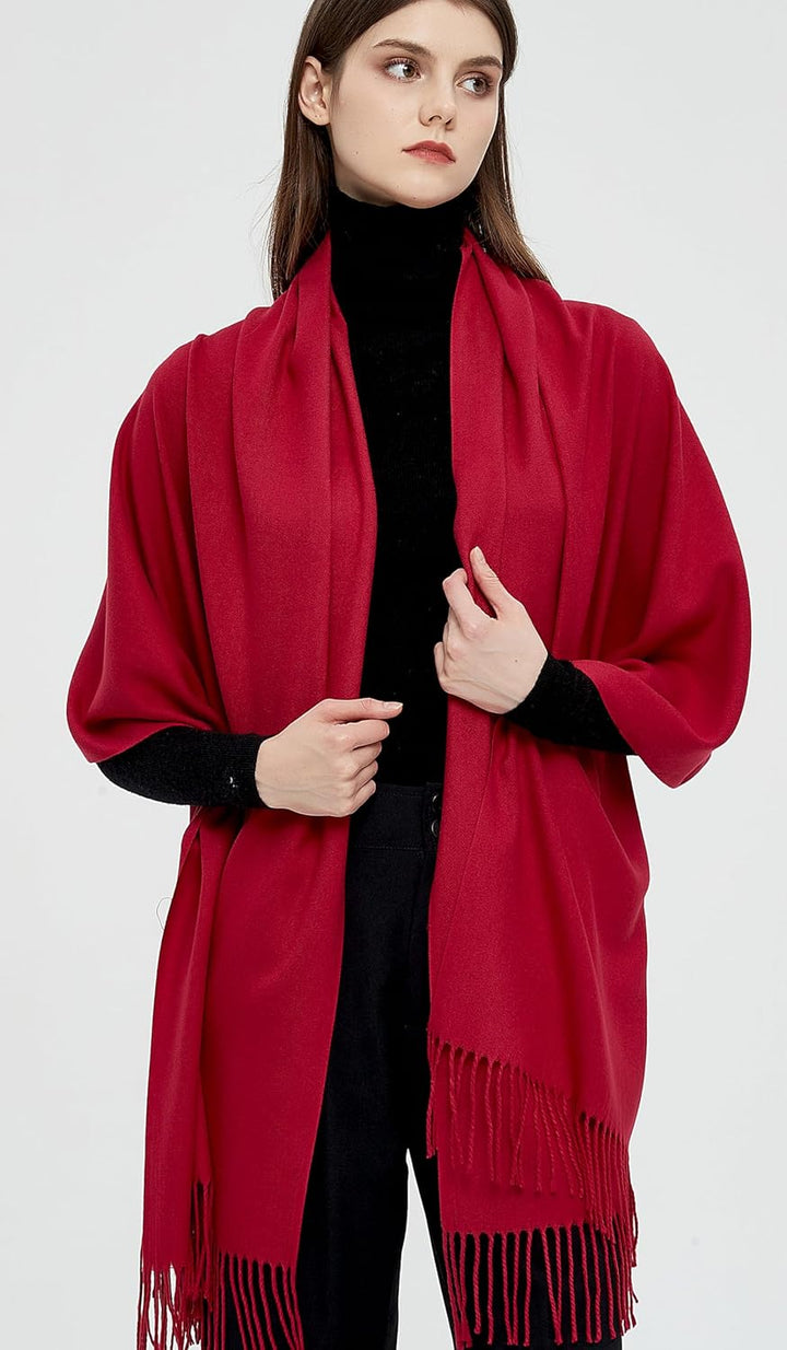 Pashmina Schals und Wraps Schals für Damen Hochzeit Party Winter Warme Lange Solid Color Maroon, Mar
