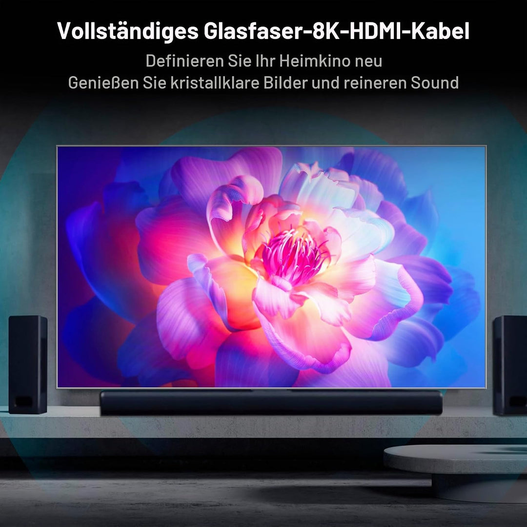 RUIPRO 8K HDMI 2.1 Kabel mit abnehmbarem Stecker aus reiner Glasfaser, 10 m, armiert, Ultra High Spe