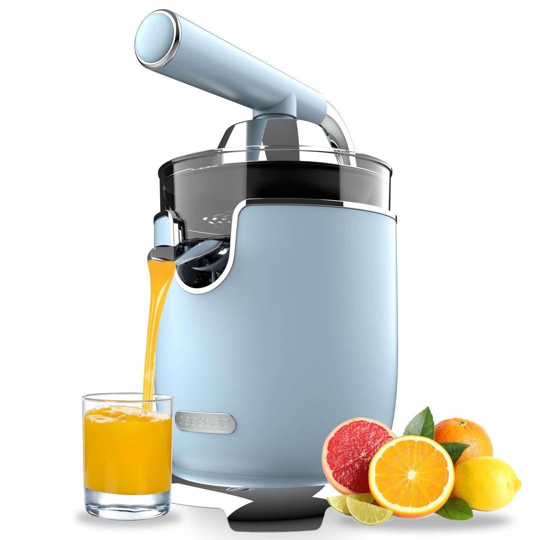 Cecotec Elektro-Zitruspresse - Orangen und Zitrusfrüchte - Xqueeze RetroJuice 1000 Blue. 1000W, Edel